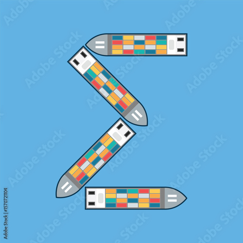 Sum symbol made from Container ships
