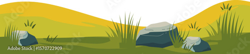 Green Field and Hill Illustration
