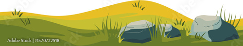 Green Field and Hill Illustration