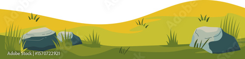 Green Field and Hill Illustration