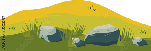 Green Field and Hill Illustration