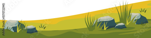 Green Field and Hill Illustration