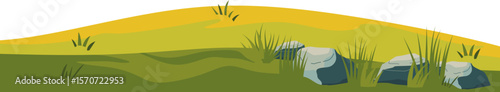 Green Field and Hill Illustration