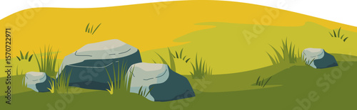 Green Field and Hill Illustration