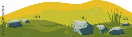 Green Field and Hill Illustration