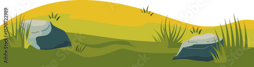 Green Field and Hill Illustration