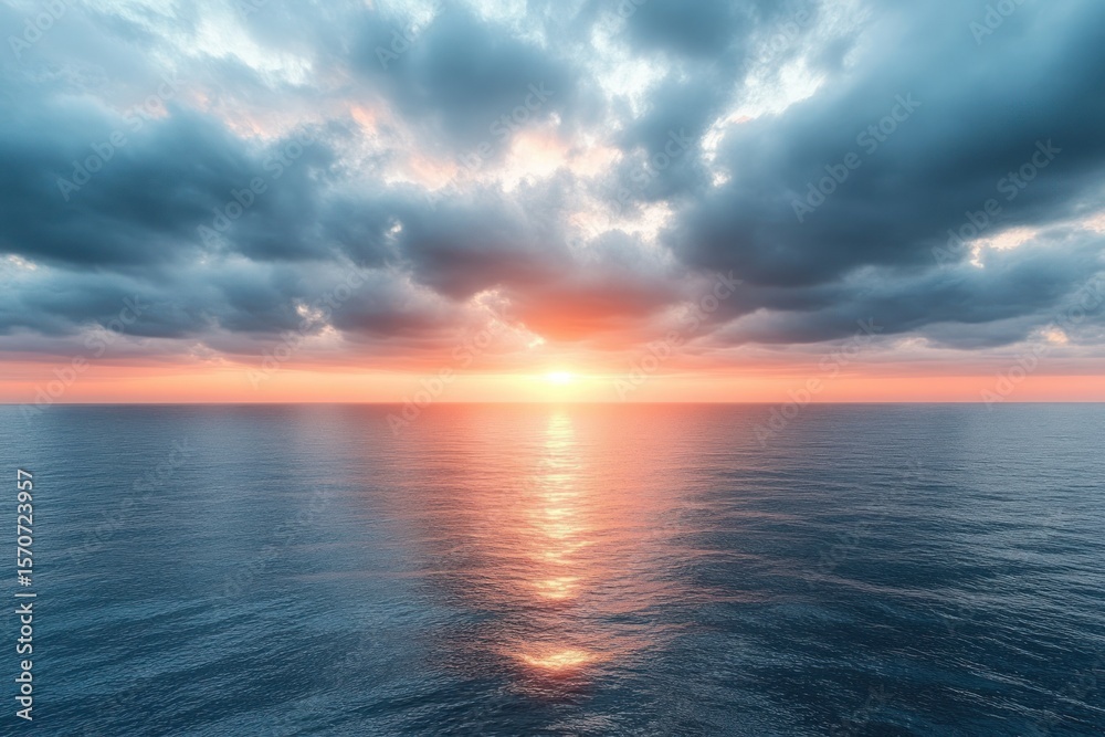 Obraz premium Sunset in Gray Tones Behind Clouds