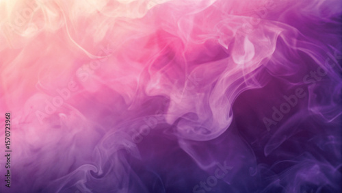 Pink and purple smoke billows in a smooth, flowing wave, creating a dark, colorful, and artful design against a black background