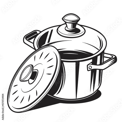 Black and white cooking pot with lid kitchenware cookware