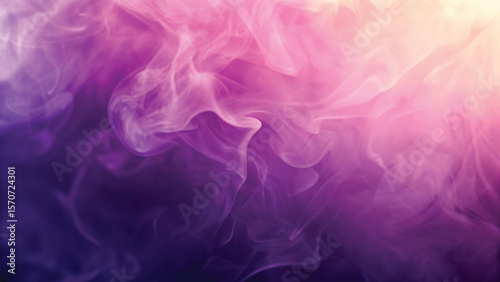Pink and purple smoke billows in a smooth, flowing wave, creating a dark, colorful, and artful design against a black background