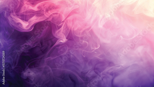 Pink and purple smoke billows in a smooth, flowing wave, creating a dark, colorful, and artful design against a black background