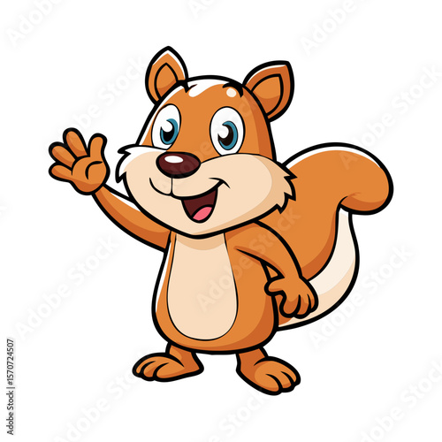 Cartoon funny squirrel waving hand isolate 