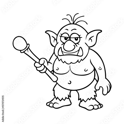 Cartoon troll holding a club 