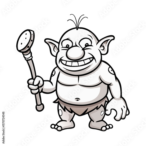 Cartoon troll holding a club 