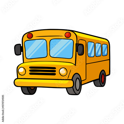 Cartoon yellow school bus 