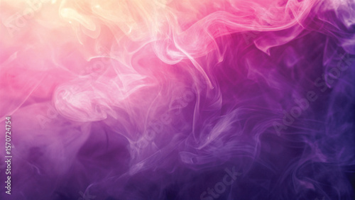 Pink and purple smoke billows in a smooth, flowing wave, creating a dark, colorful, and artful design against a black background