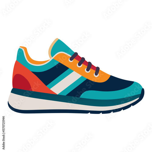 Colorful running shoe with laces sneaker footwear