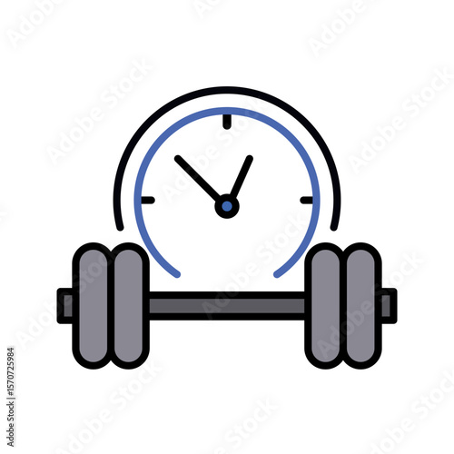 training, workout time icon. linear design icon vector illustration, pictogram isolated on white background. color editable
