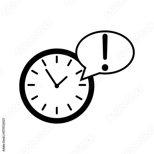 Minimalist clock design with no numbers and a cross mark at the bottom right, representing time management and task rejection
