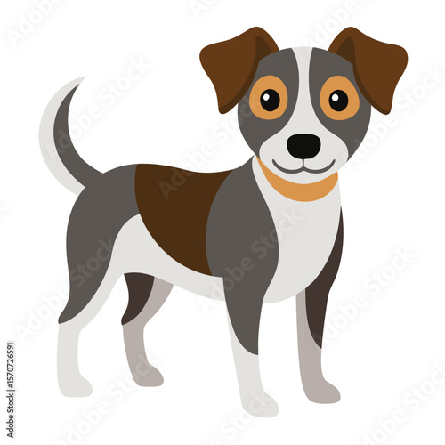 Cute dog with brown ears and collar animal cartoon
