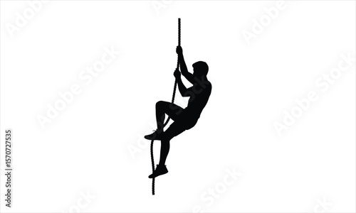 Man climbing mountain peak silhouette