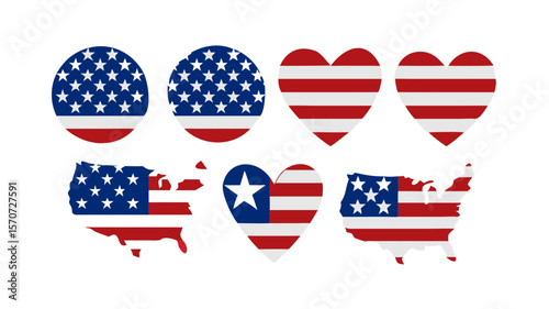American flag vector shapes patriotic design usa stars and stripes independence day