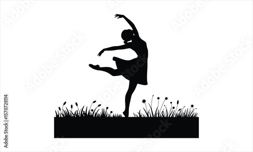 Graceful dancer in motion silhouette