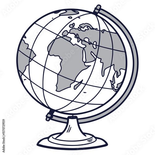 Globe with continents and meridians on a stand world earth