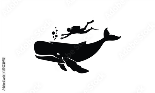 Man diving underwater ocean silhouette