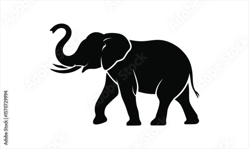 Majestic elephant outline art silhouette