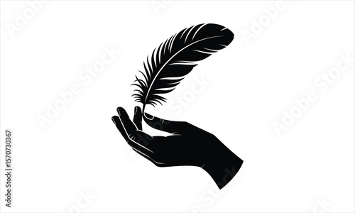 Elegant feather design silhouette