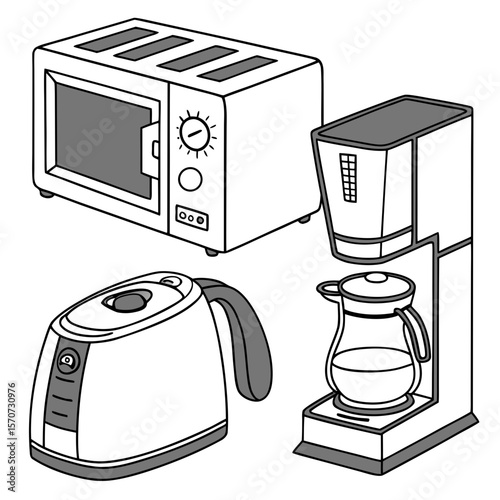 Microwave toaster kettle coffee maker kitchen appliances