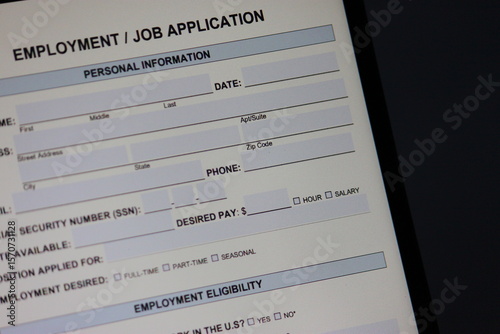 This image shows the online job application form screen, with fields for personal information such as name, address, phone number, and application date.