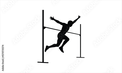 Dynamic athlete leaping high silhouette