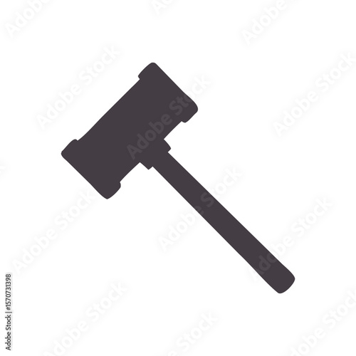 Hammer tool with wooden handle and metal head, isolated on a white background, ready for construction and repair work silhouette vector icon illustration 