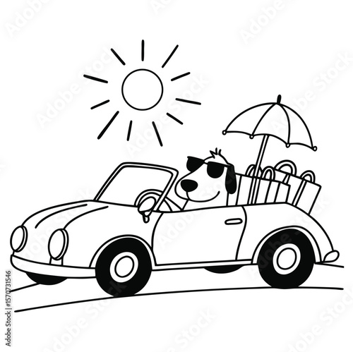 Cool shiba inu dog driving a green muscle car funny vector cartoon illustration