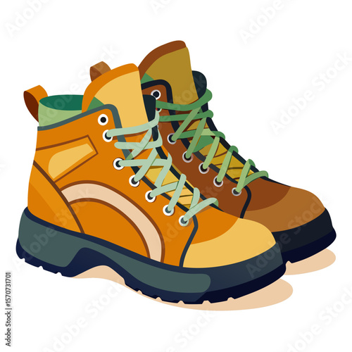 Orange brown hiking boots with green laces footwear outdoor