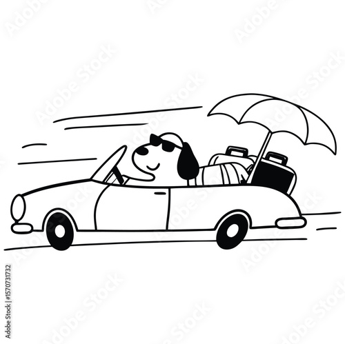 Cool shiba inu dog driving a green muscle car funny vector cartoon illustration