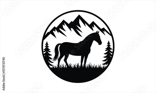Majestic horse galloping silhouette design