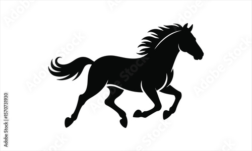 Majestic horse galloping wild silhouette