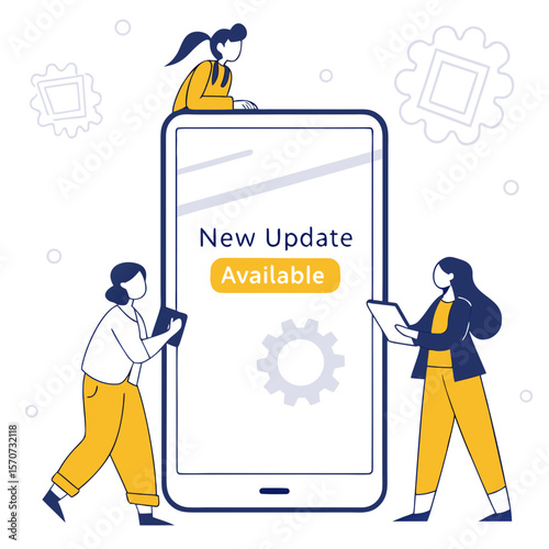 People interacting with technology for software updates mobile phone
