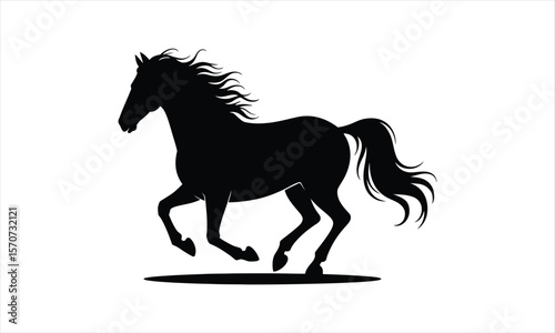 Majestic horse in motion silhouette