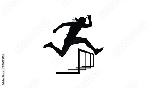 Athletic hurdles race silhouette