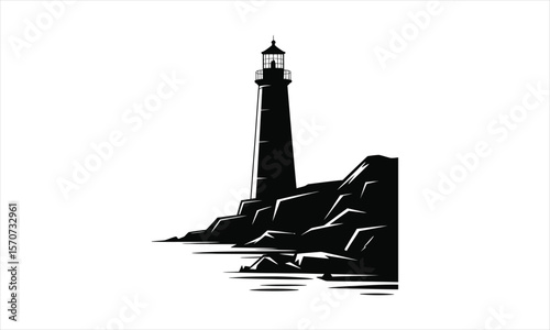Coastal lighthouse structure silhouette