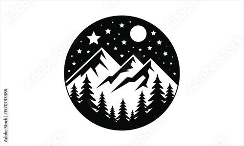 Majestic mountain range silhouette design