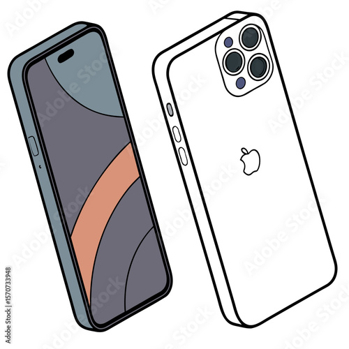 Sleek smartphone front and back views mobile phone technology