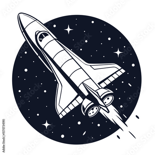 Space shuttle soaring through starry expanse spaceship rocket