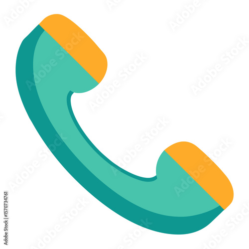 Teal and orange telephone handset communication connection