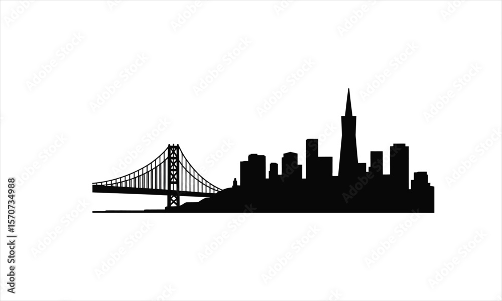 Fototapeta premium San francisco cityscape landmark silhouette