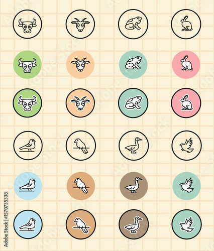 Flat Design Animal Icons amp Silhouettes Zoo Domestic Farm and Hunting Vector Packs